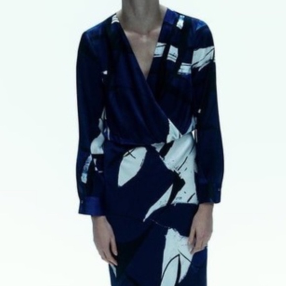 NWT Zara Abstract Print Dress Sz. L - Picture 4 of 6